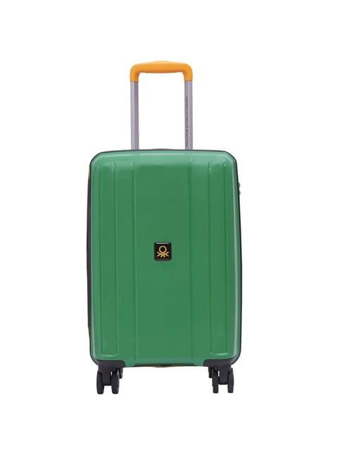 united colors of benetton wayfarer green textured hard cabin trolley bag - 56 cm