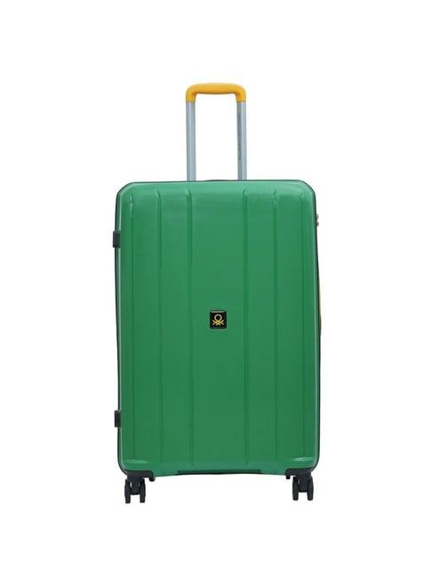 united colors of benetton wayfarer green textured hard large trolley bag - 79 cm