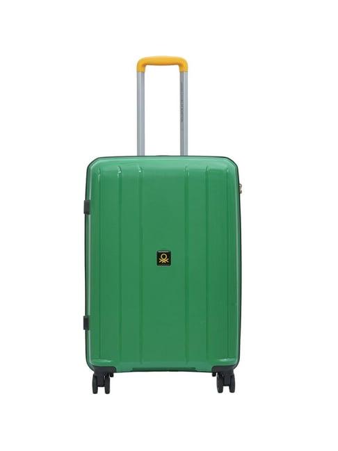 united colors of benetton wayfarer green textured hard medium trolley bag - 67 cm