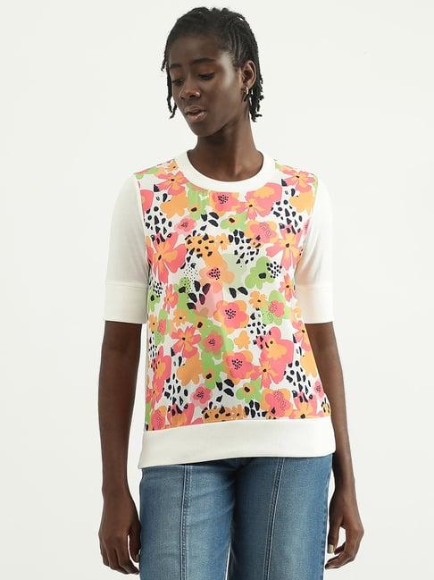 united colors of benetton white printed top