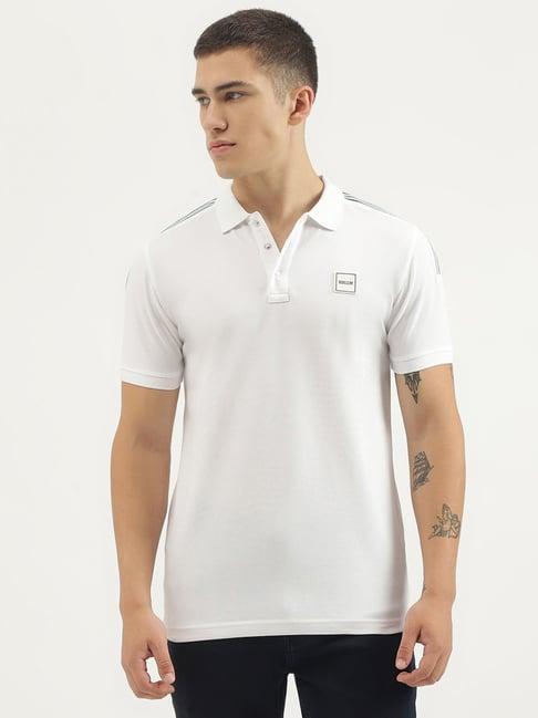 united colors of benetton white regular fit pure cotton polo t-shirt