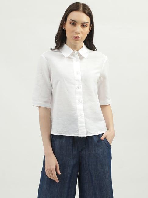 united colors of benetton white regular fit shirt