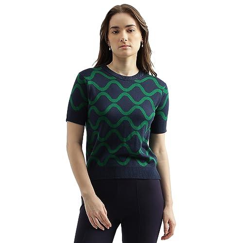 united colors of benetton women's regular fit crew neck printed sweater (size: xs)-23a1094e106pg252