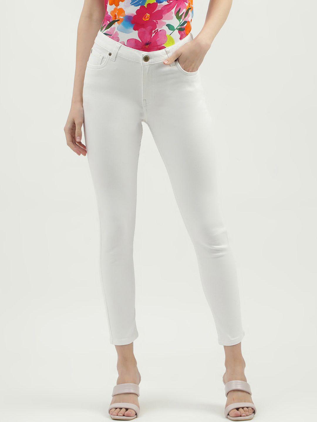 united colors of benetton women cropped skinny fit cotton trousers