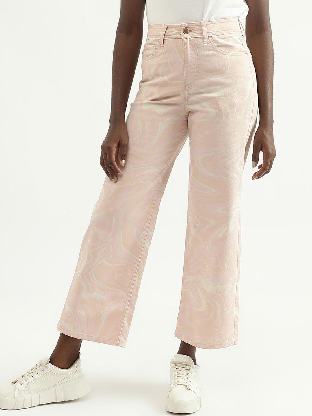 united colors of benetton women flared high-rise cotton trousers