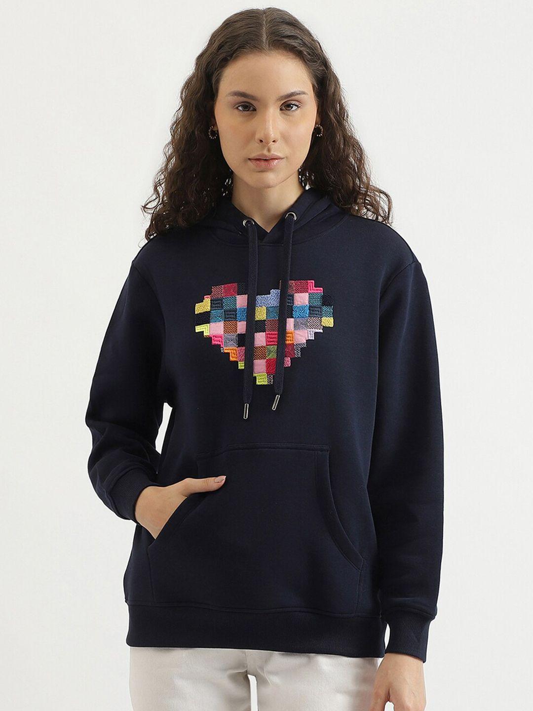 united colors of benetton women navy blue printed sweatshirt