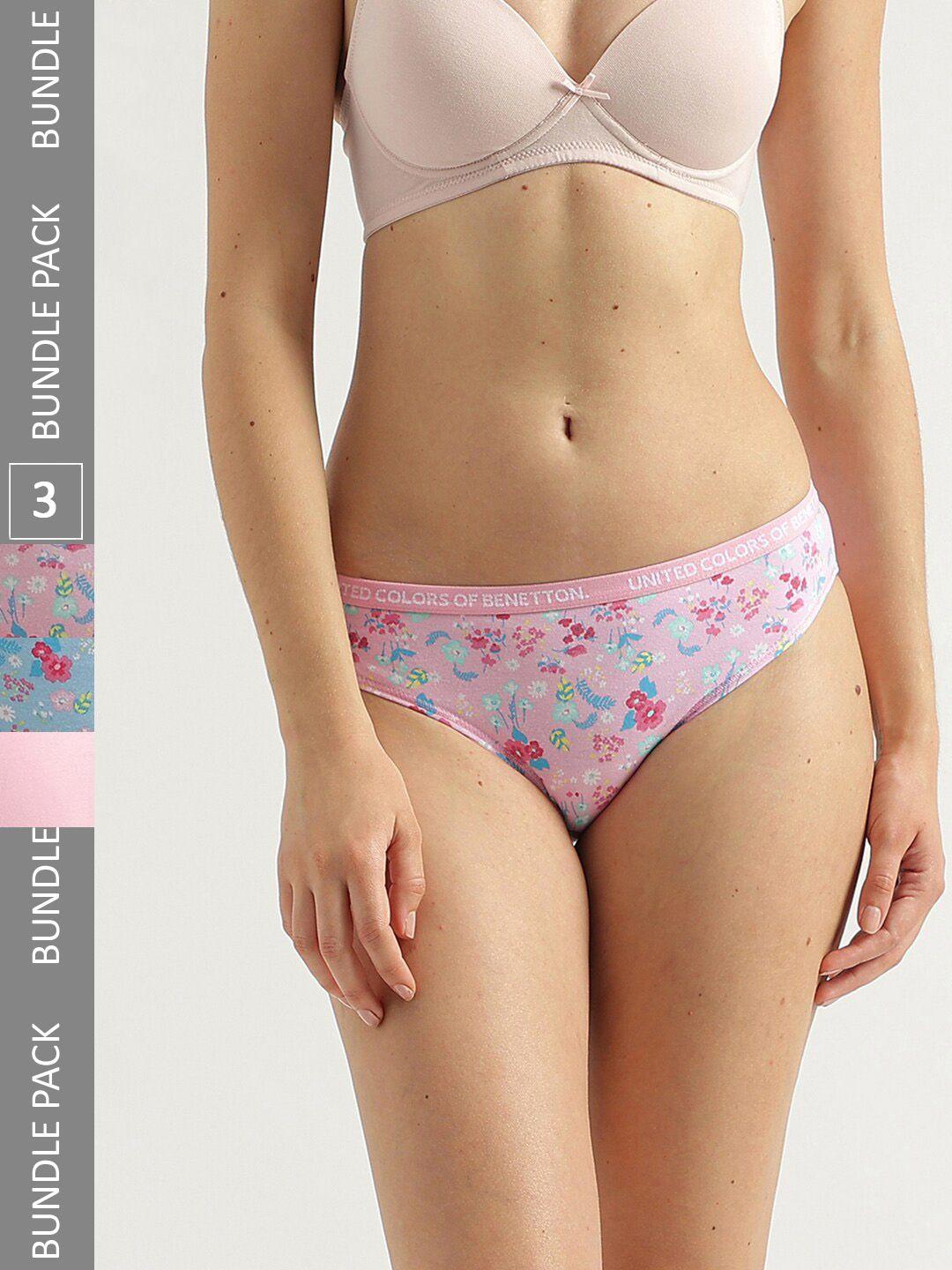 united colors of benetton women pack of 3 printed basic briefs