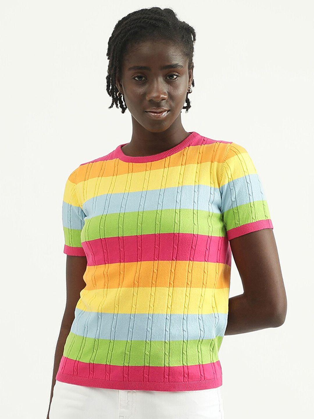 united colors of benetton women round neck striped t-shirt