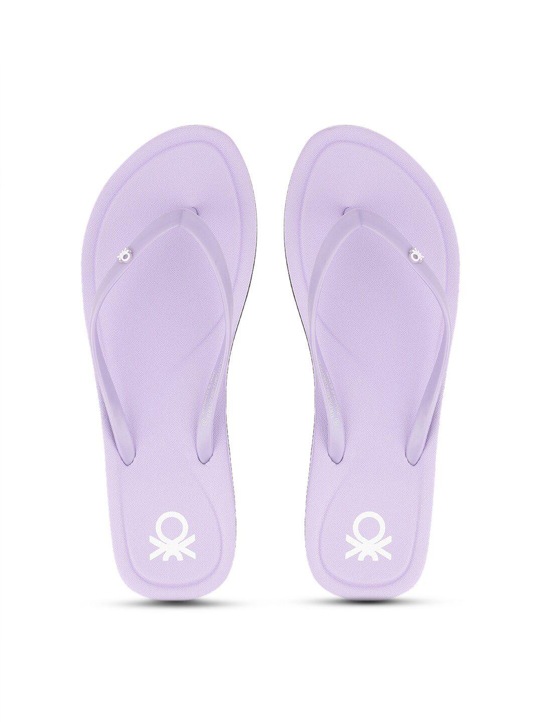united colors of benetton women solid purple flip flops