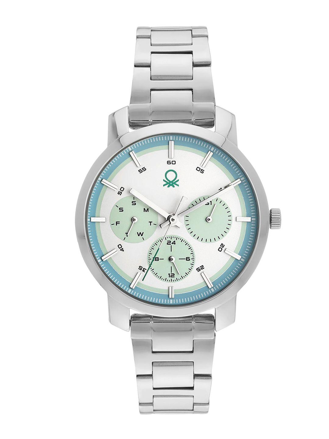 united colors of benetton women textured dial & stainless steel analogue watchuwucl0502