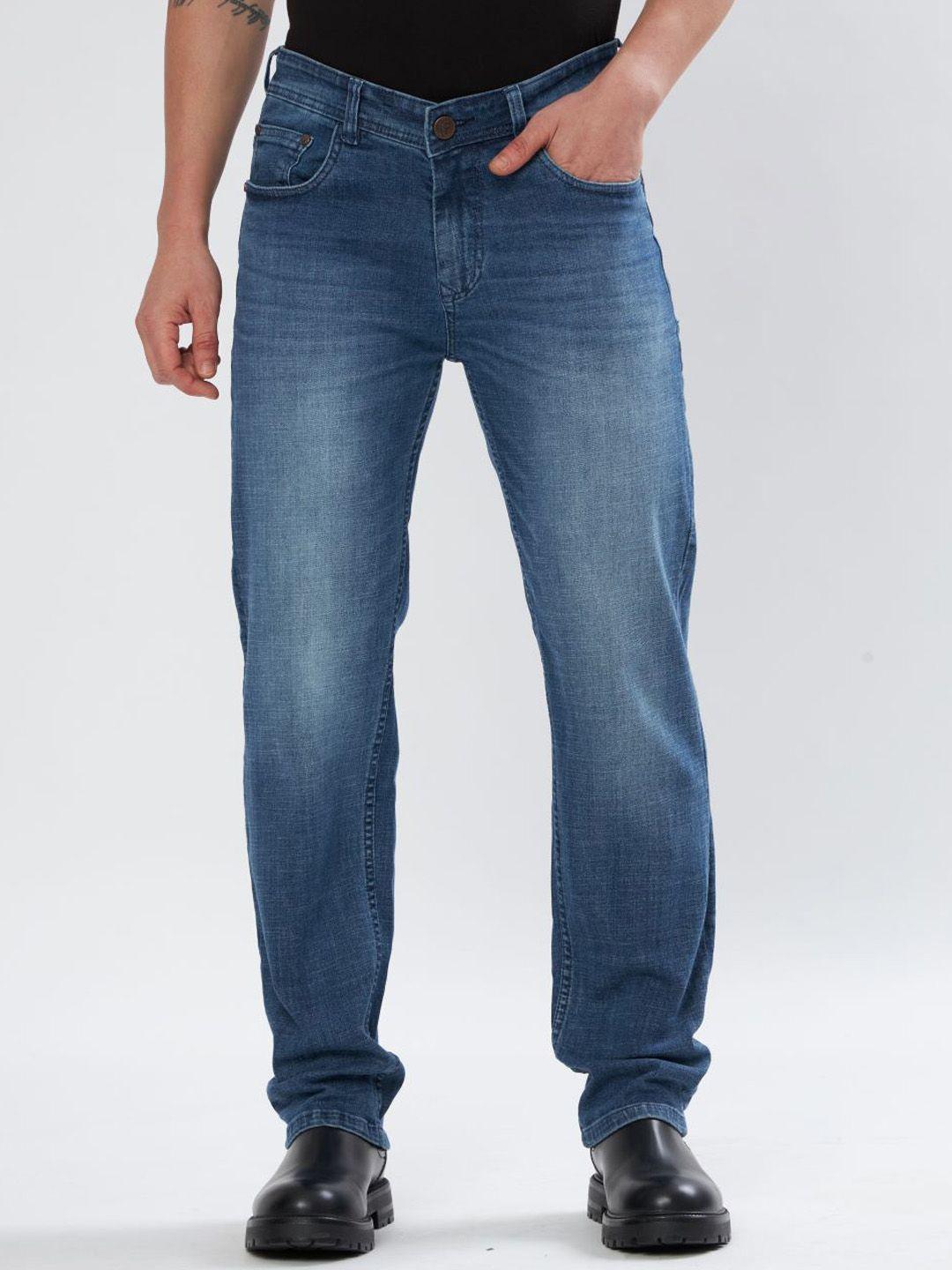 united denim men straight fit clean look whiskers & chevrons cotton stretchable jeans