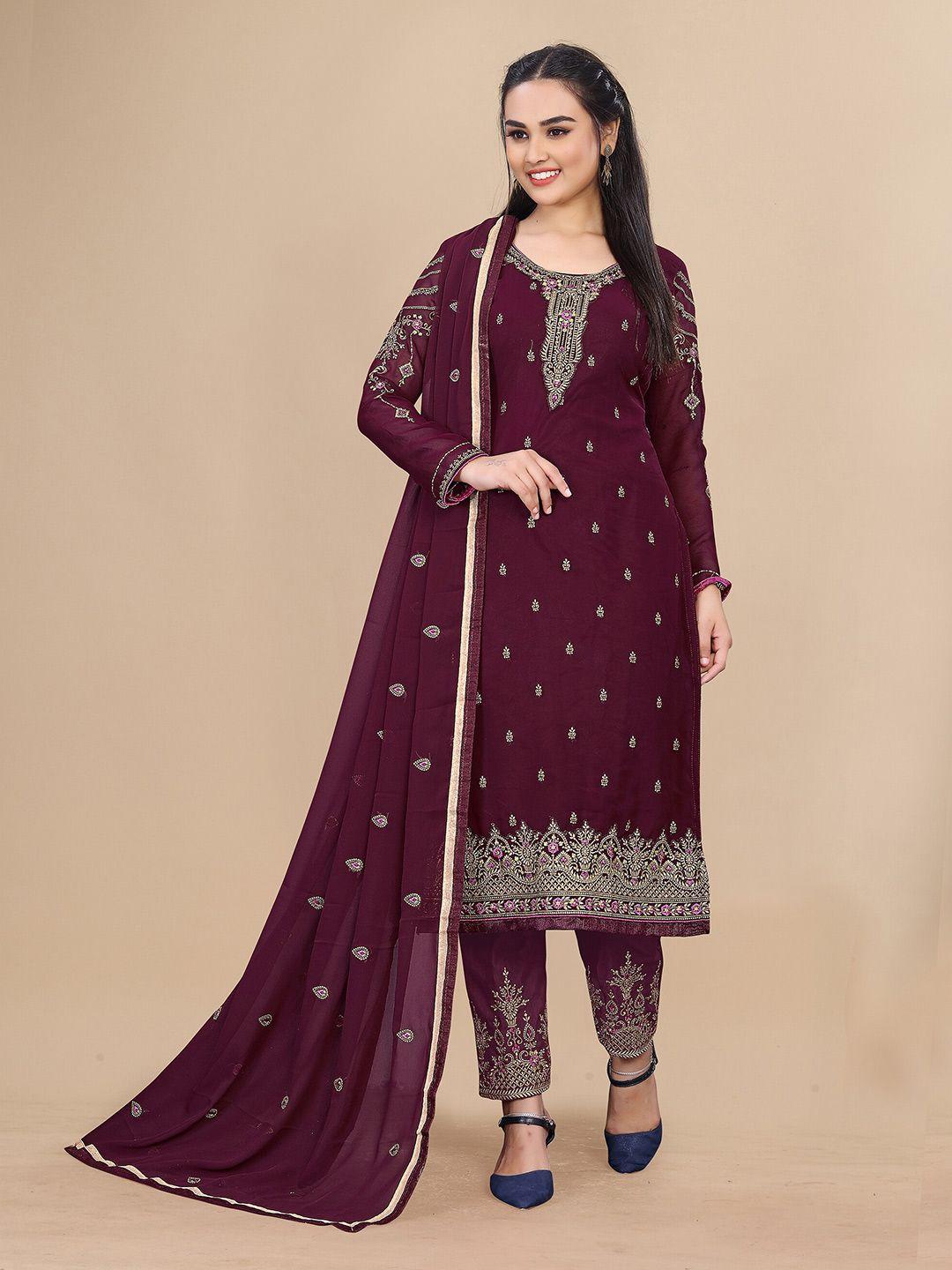 united liberty ethnic motif embroidered semi-stitched dress material