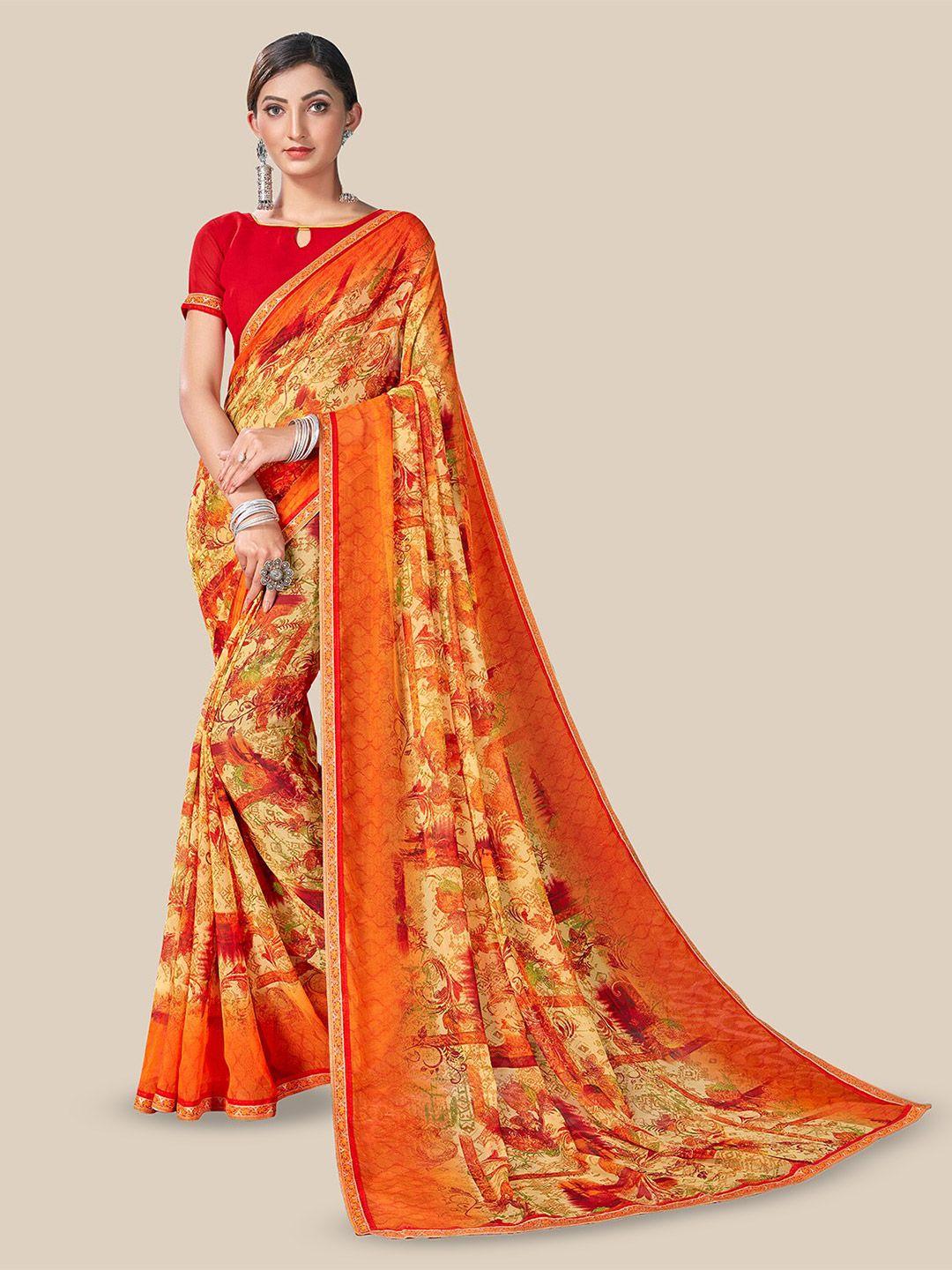 united liberty floral printed pure georgette saree
