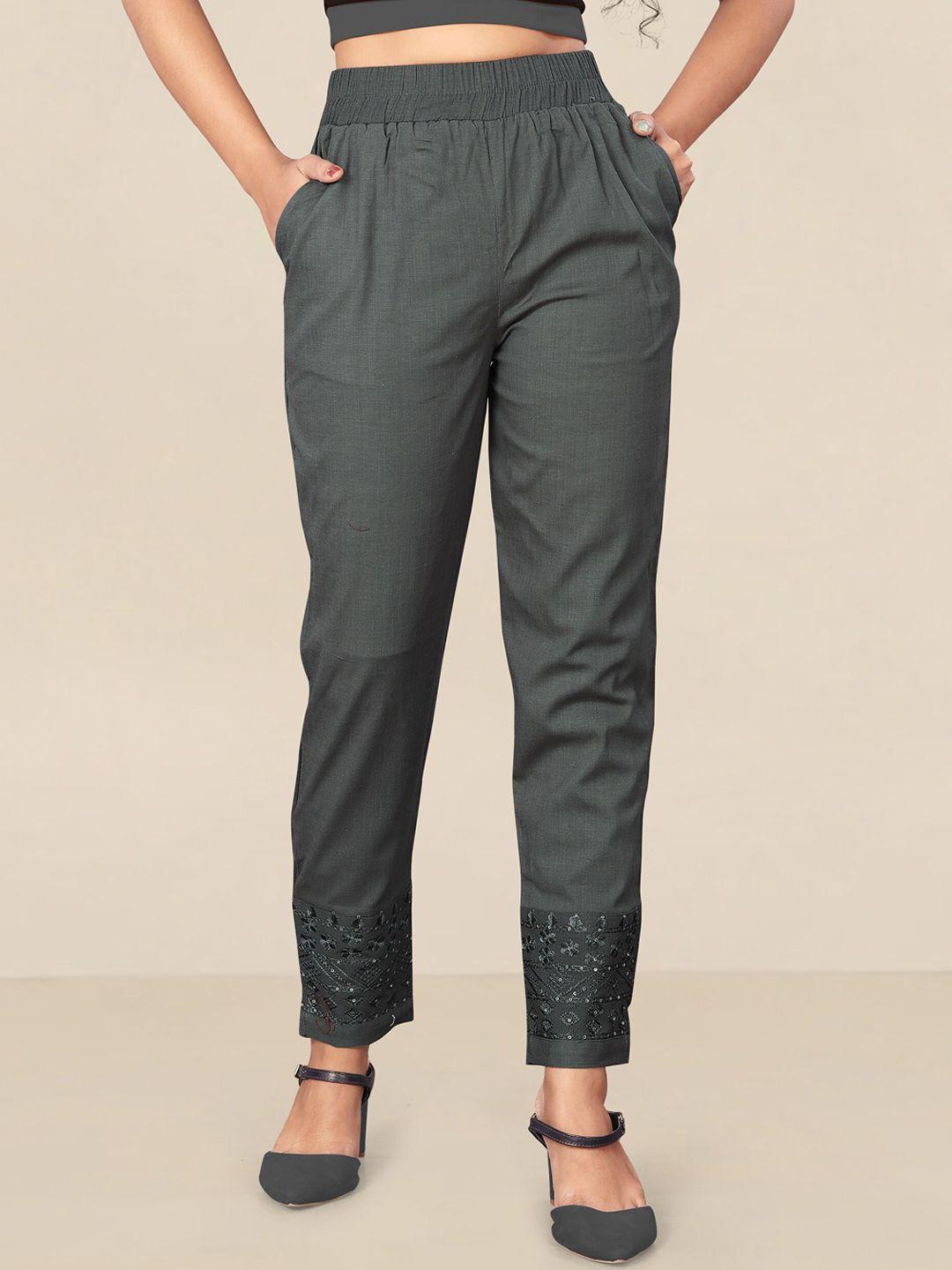 united liberty women grey relaxed easy wash cotton trousers