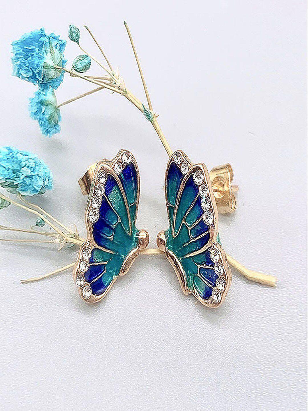 university trendz gold-plated butterfly studs earrings