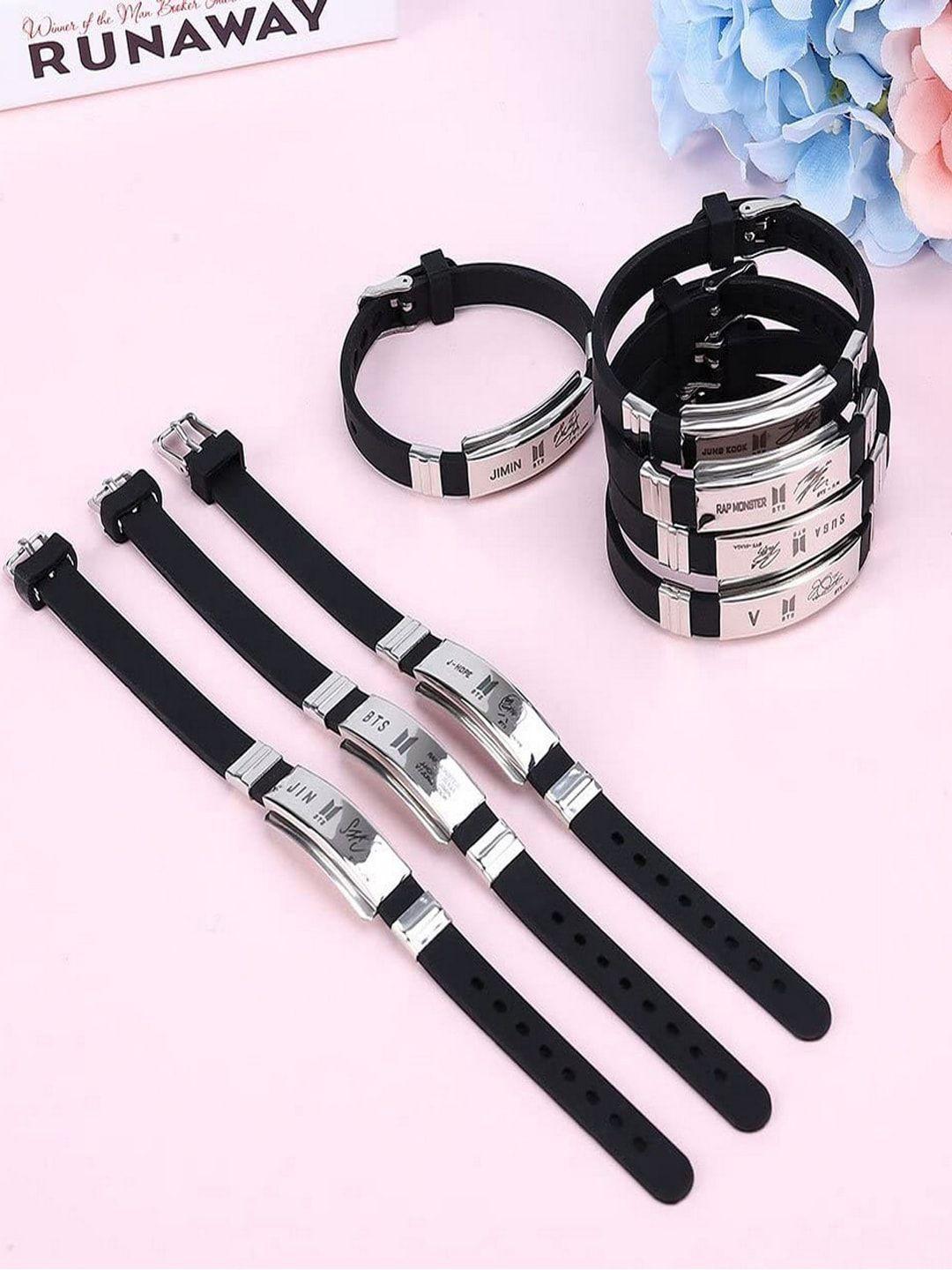 university trendz black silver-plated wraparound bracelet
