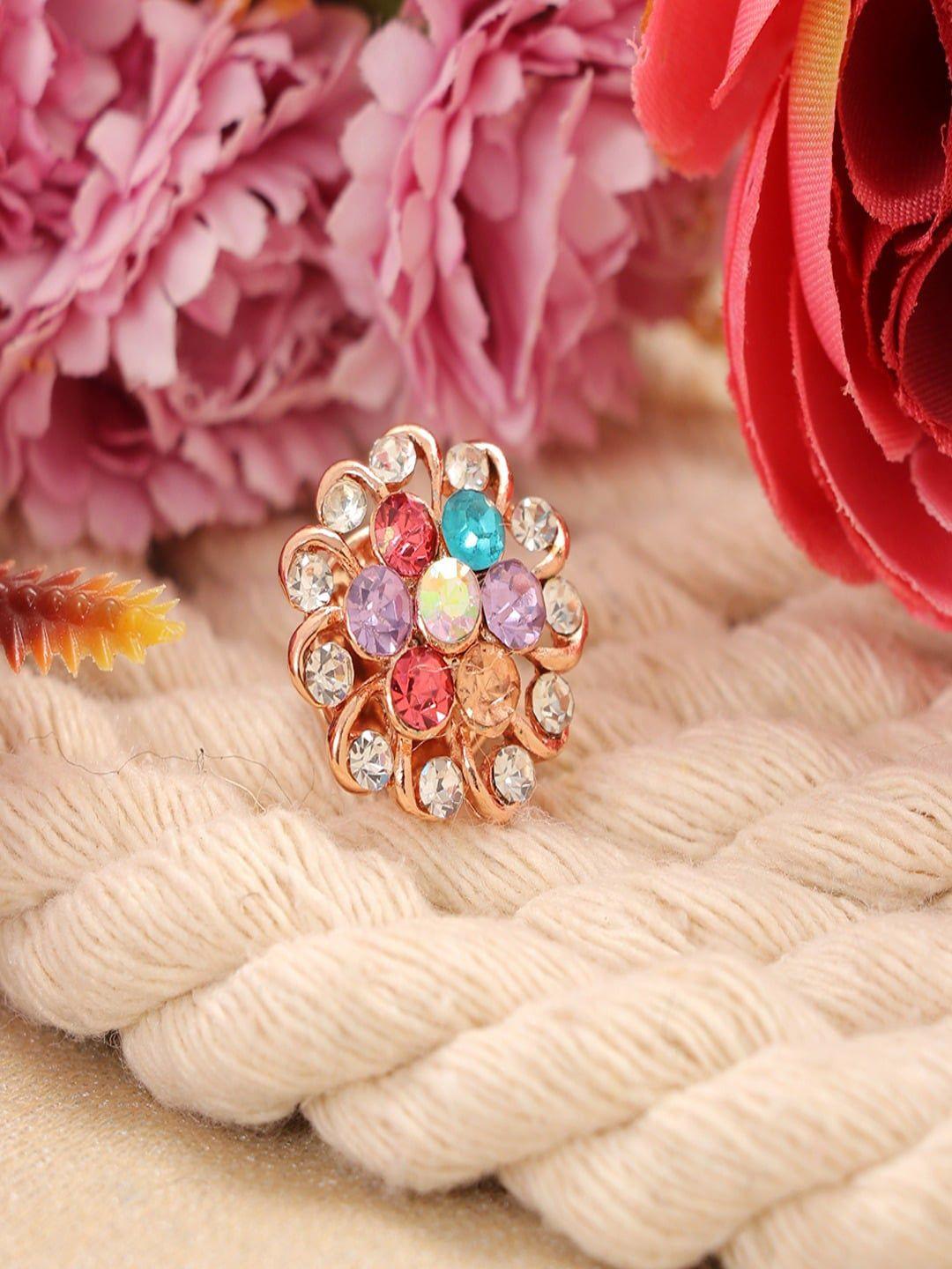 university trendz crystal-studded flower-charm brooch