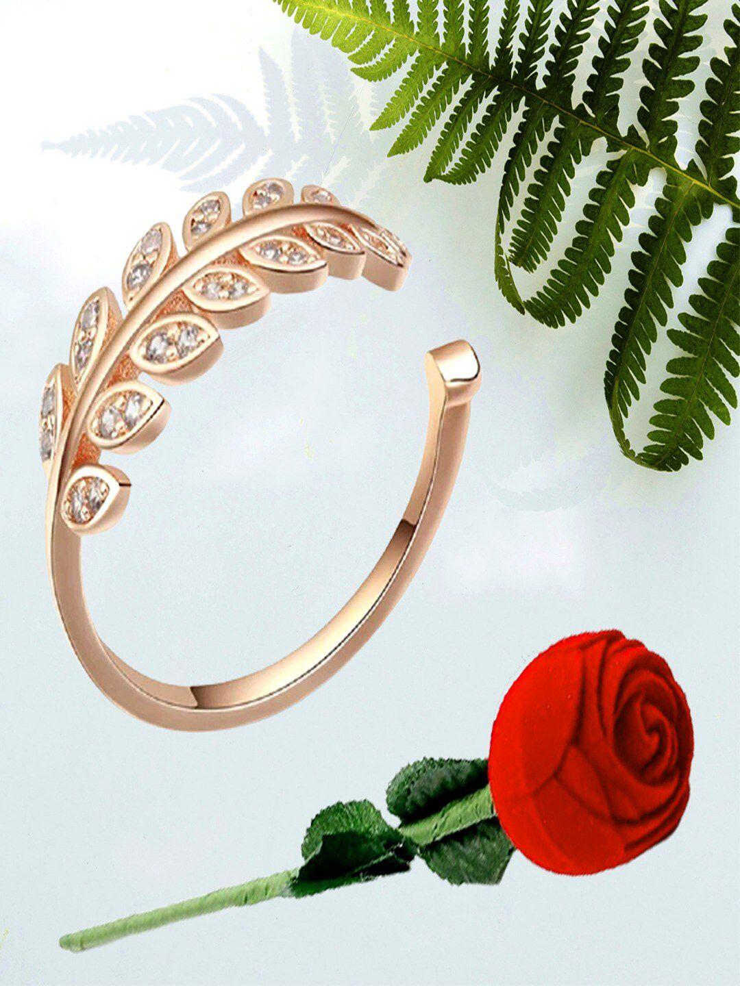 university trendz gold-plated stone-studded finger ring combo set