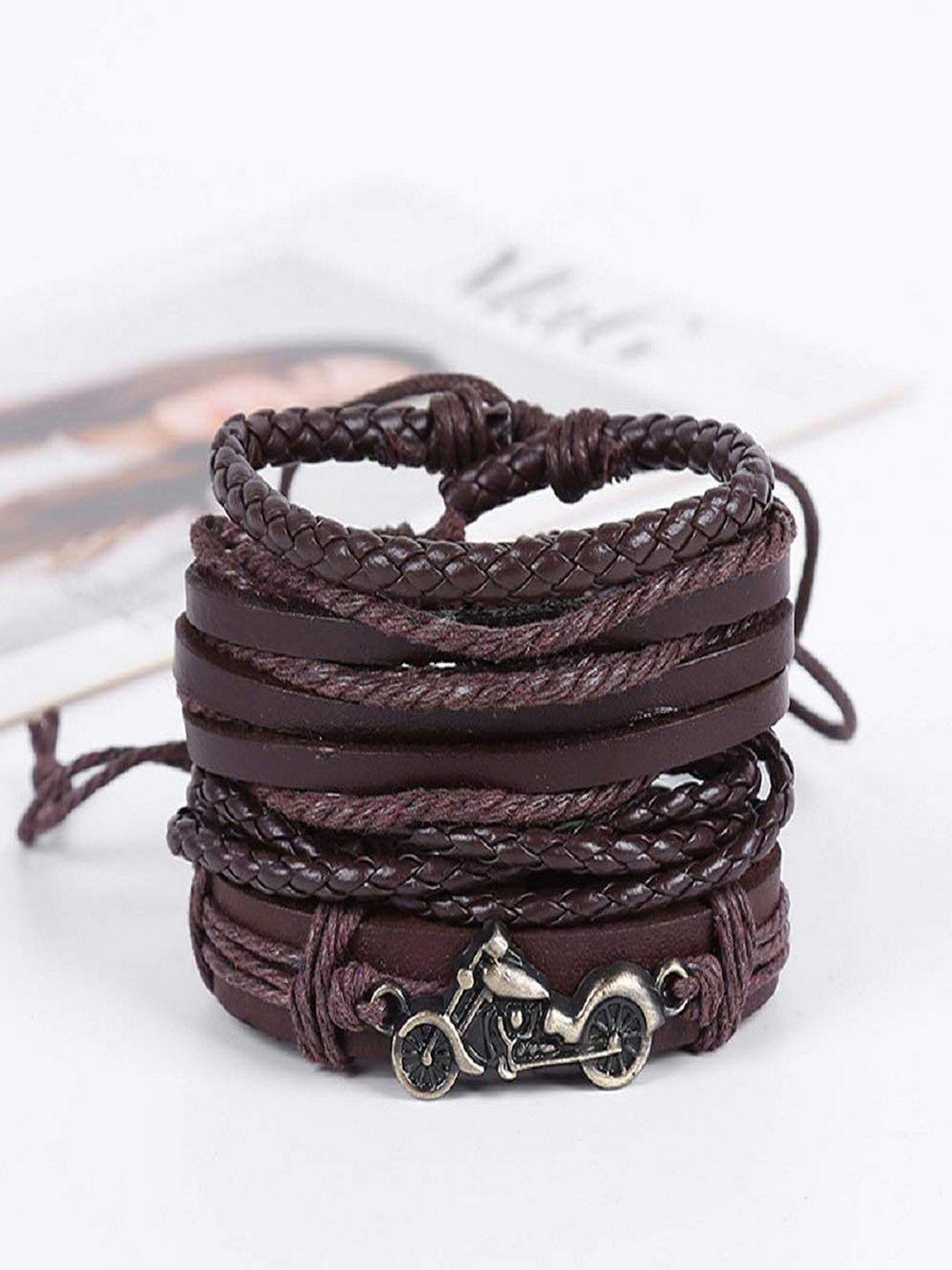 university trendz men 4 brown leather multistrand bracelet