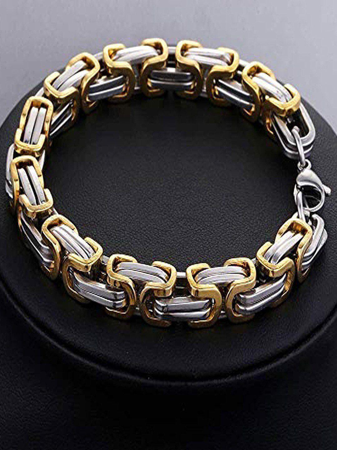 university trendz men silver-plated link bracelet