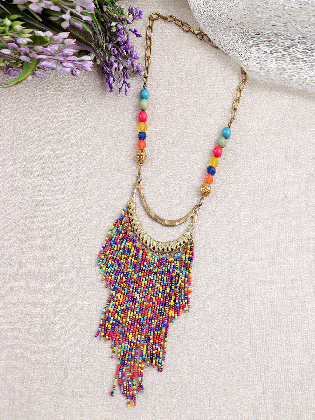 university trendz multicoloured gold-plated handcrafted necklace