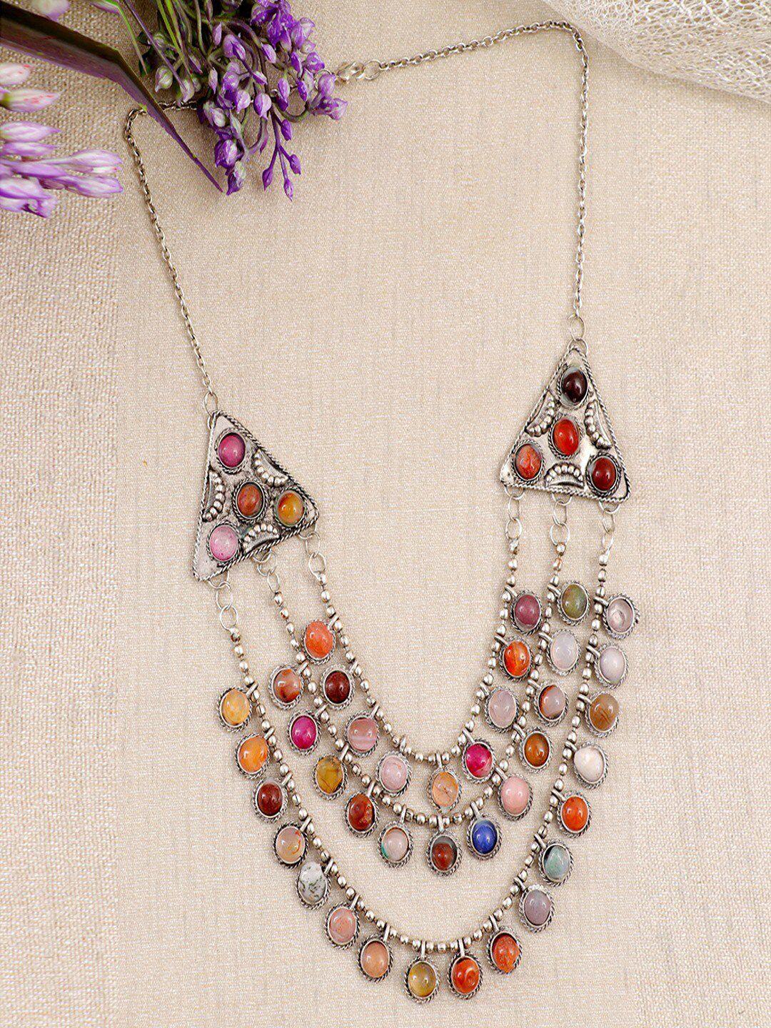 university trendz multicoloured silver-plated handcrafted necklace