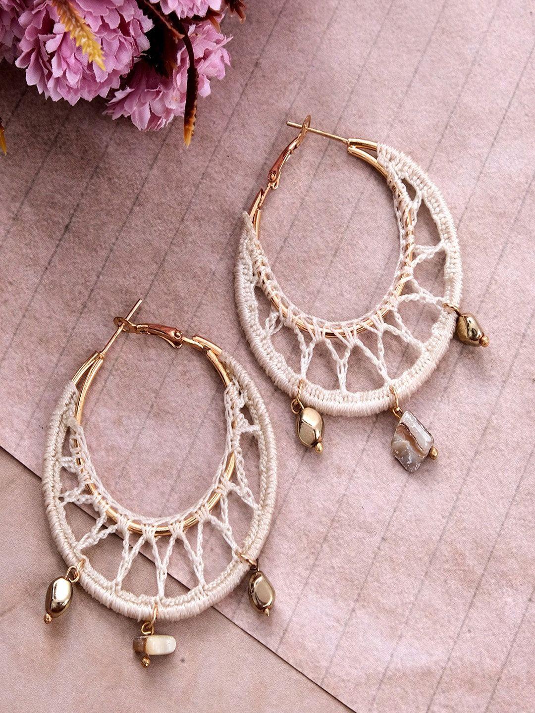 university trendz off white contemporary hoop earrings