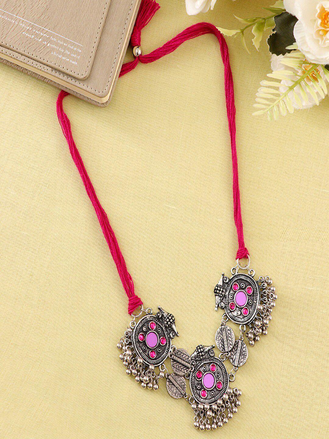 university trendz pink silver-plated handcrafted necklace