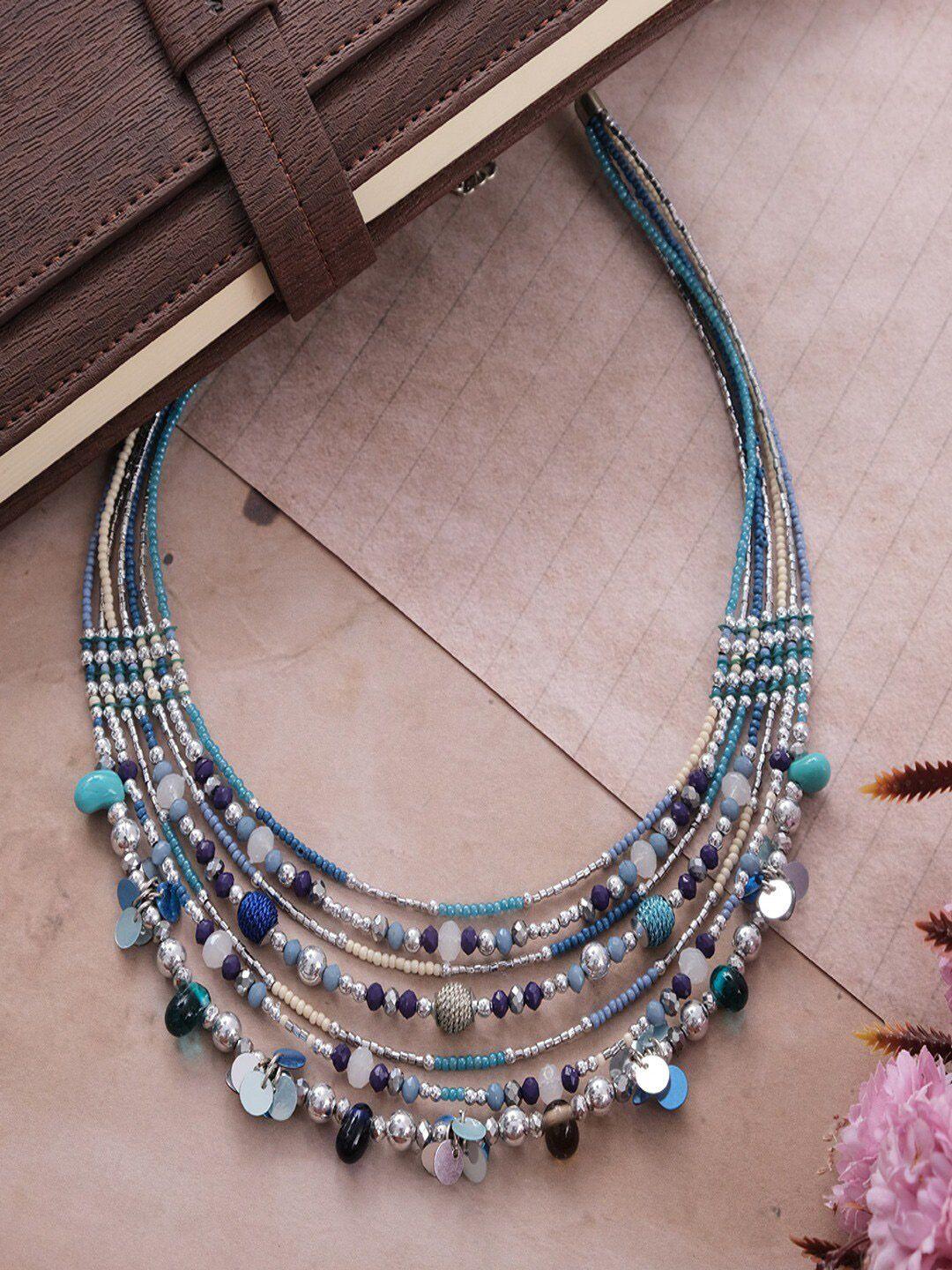 university trendz silver-plated beaded layered necklace