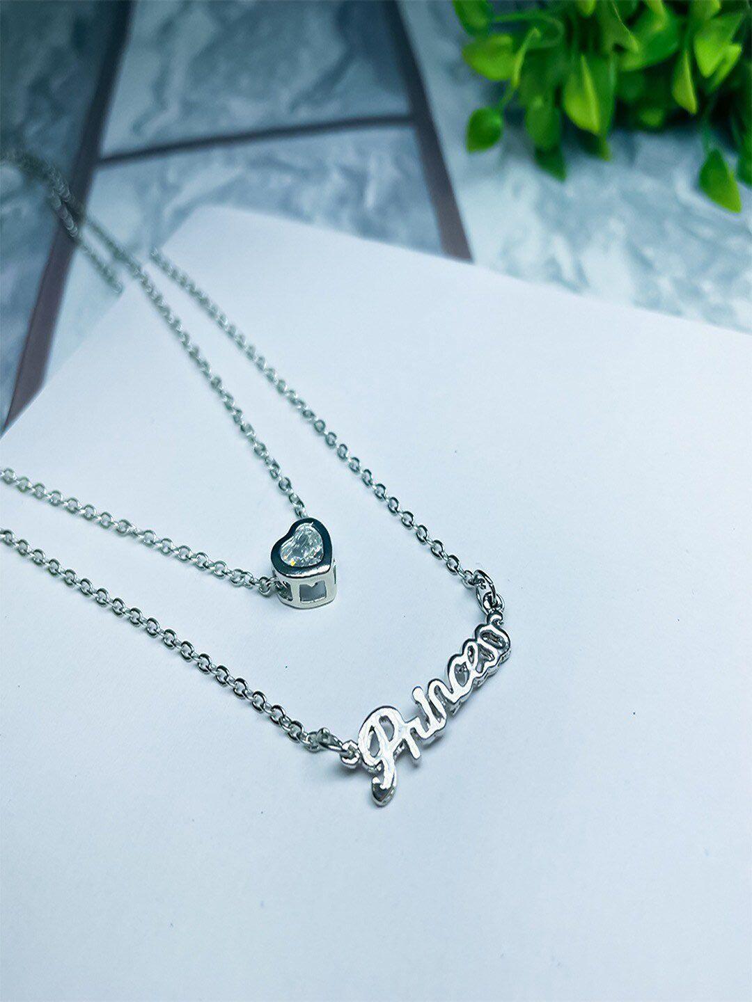 university trendz silver-plated layered princess name letter pendant necklace