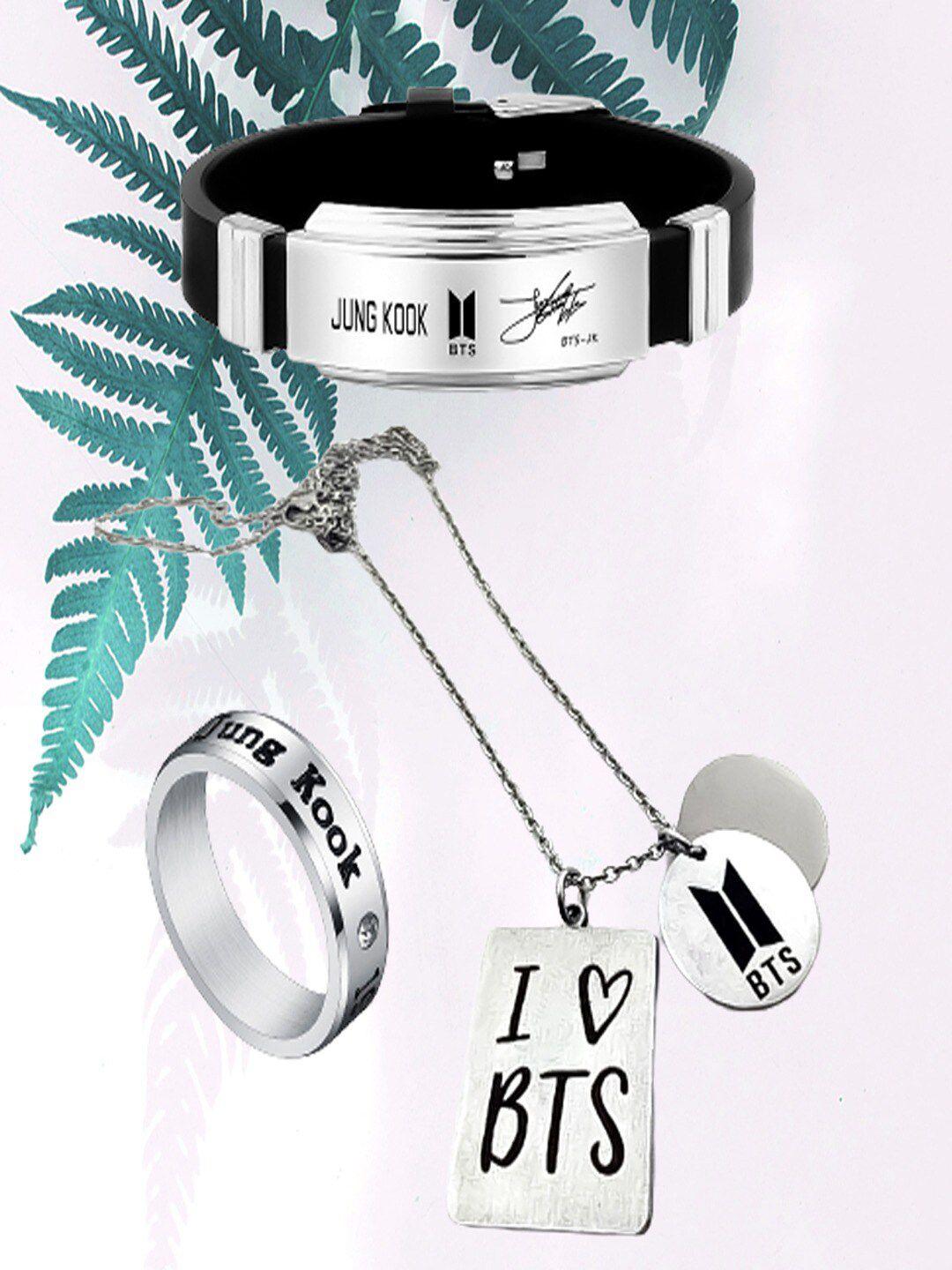 university trendz silver-plated necklace with pendant & ring