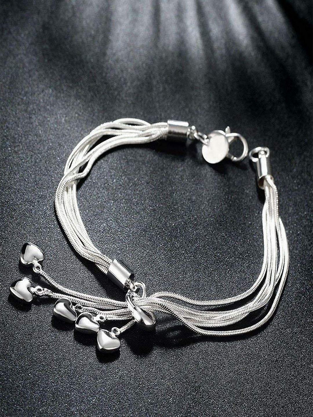 university trendz women silver-toned cubic zirconia antique silver-plated wraparound bracelet