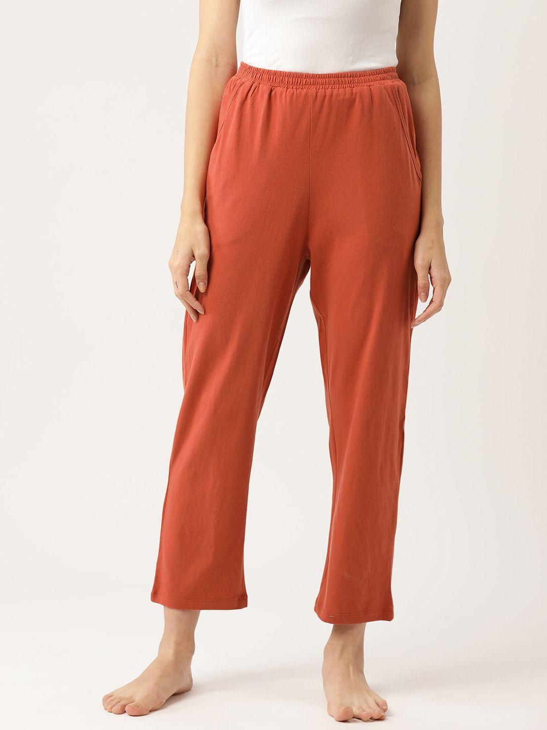 unmade women solid mid-rise lounge pants