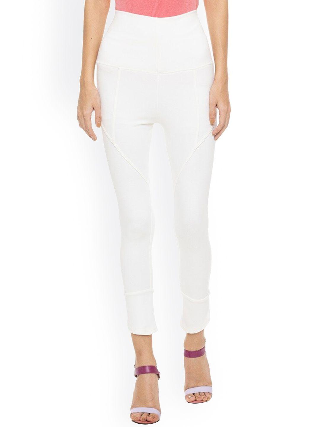unmade off white calf length leggings with bottom detail