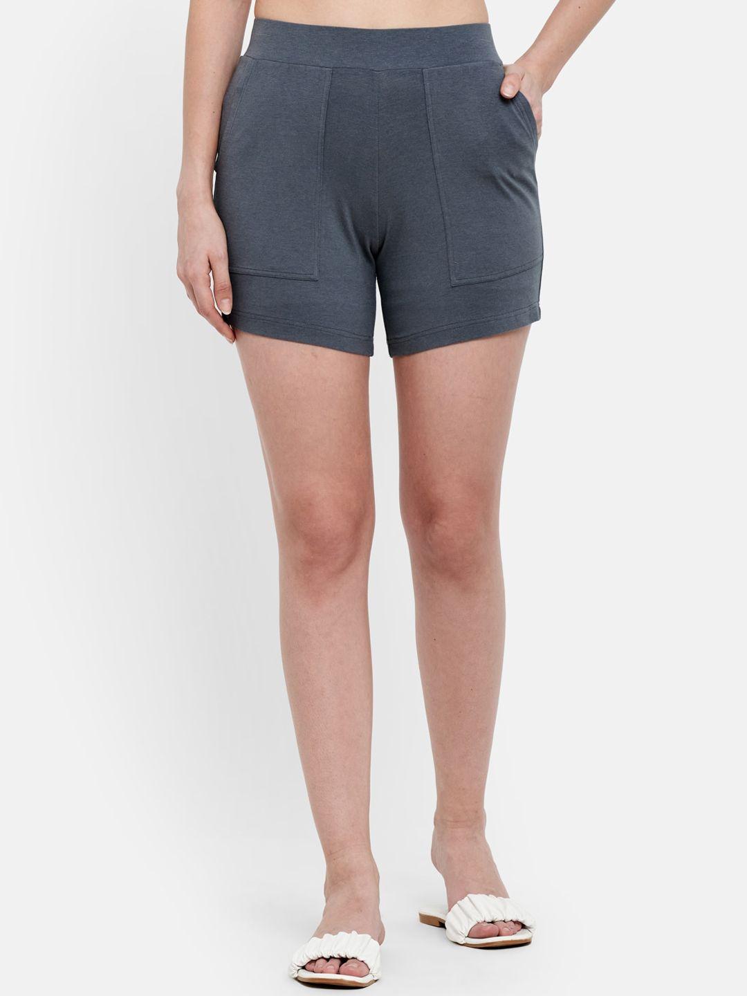 unmade women charcoal grey pure cotton shorts