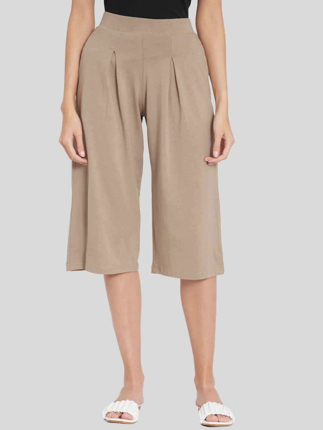 unmade women mid-rise pleated three-fourth length culottes