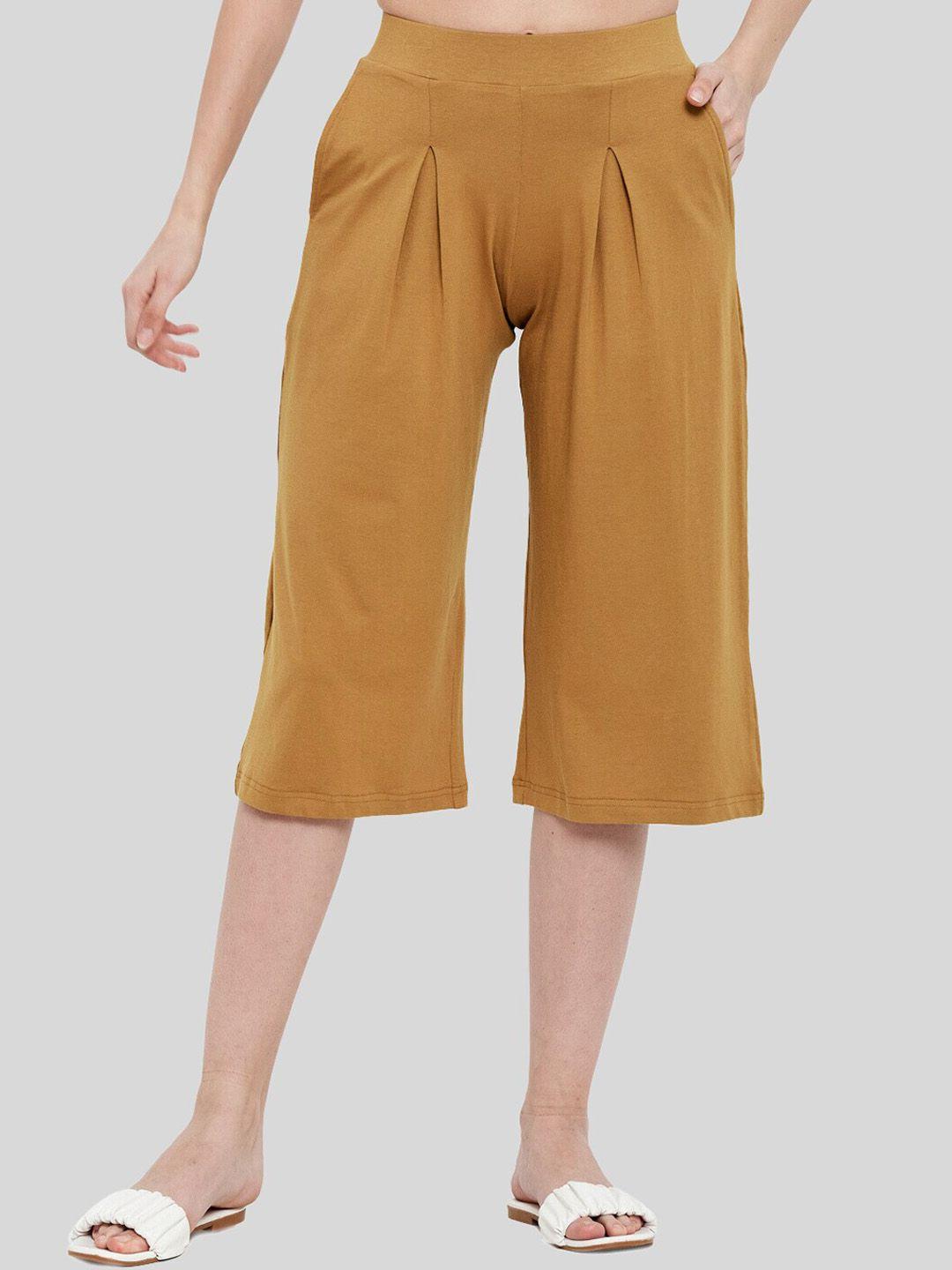 unmade women mid rise regular fit pleated culottes trousers