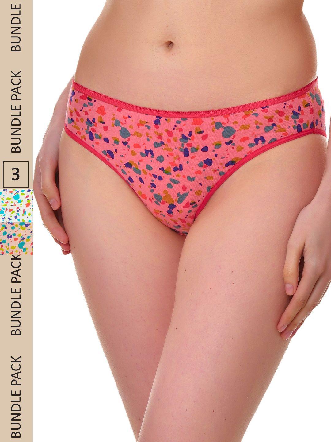 unmade women pack of 3 printed assorted cotton bikini briefs