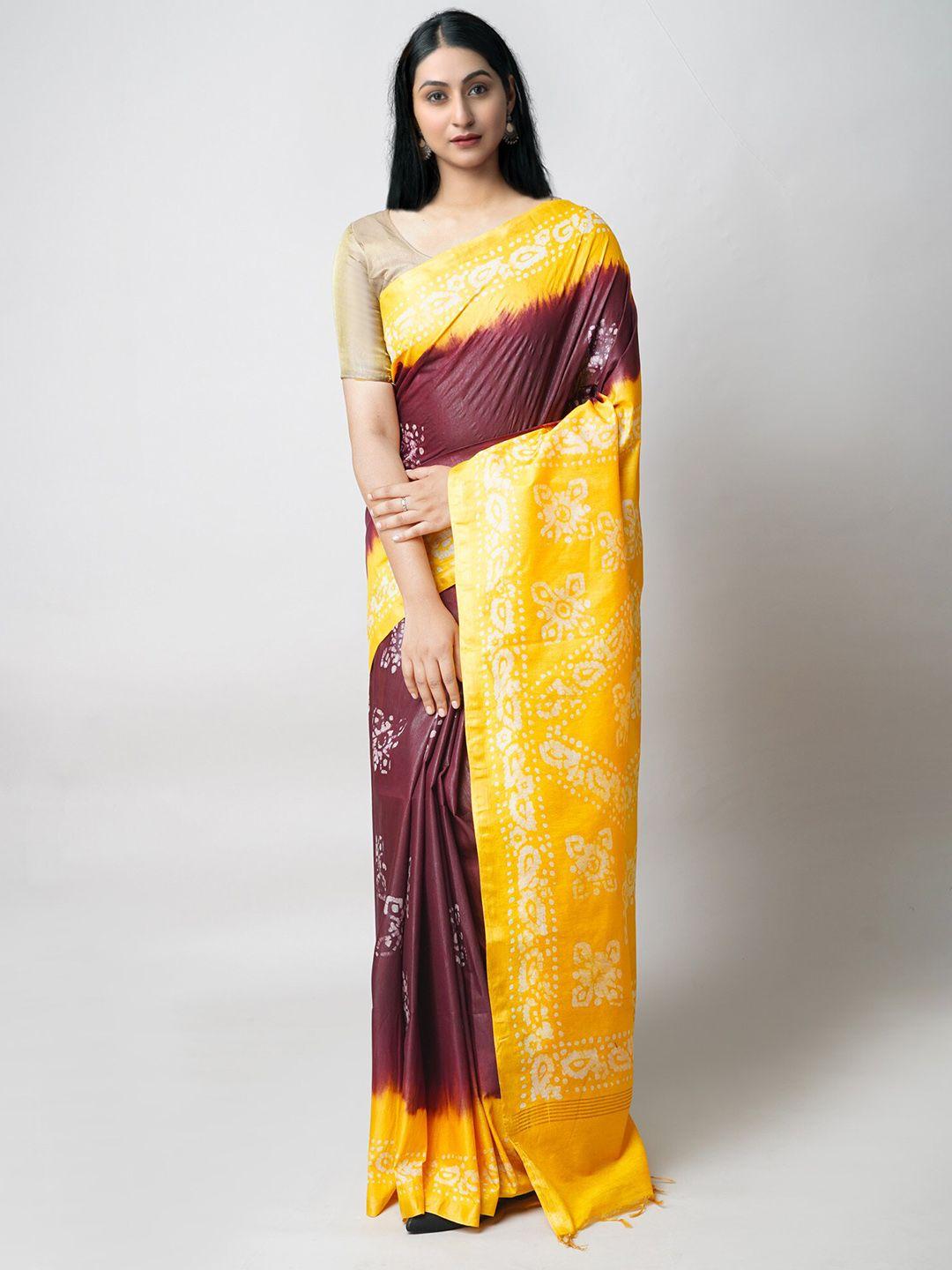 unnati silks batik printed silk cotton handloom chanderi saree