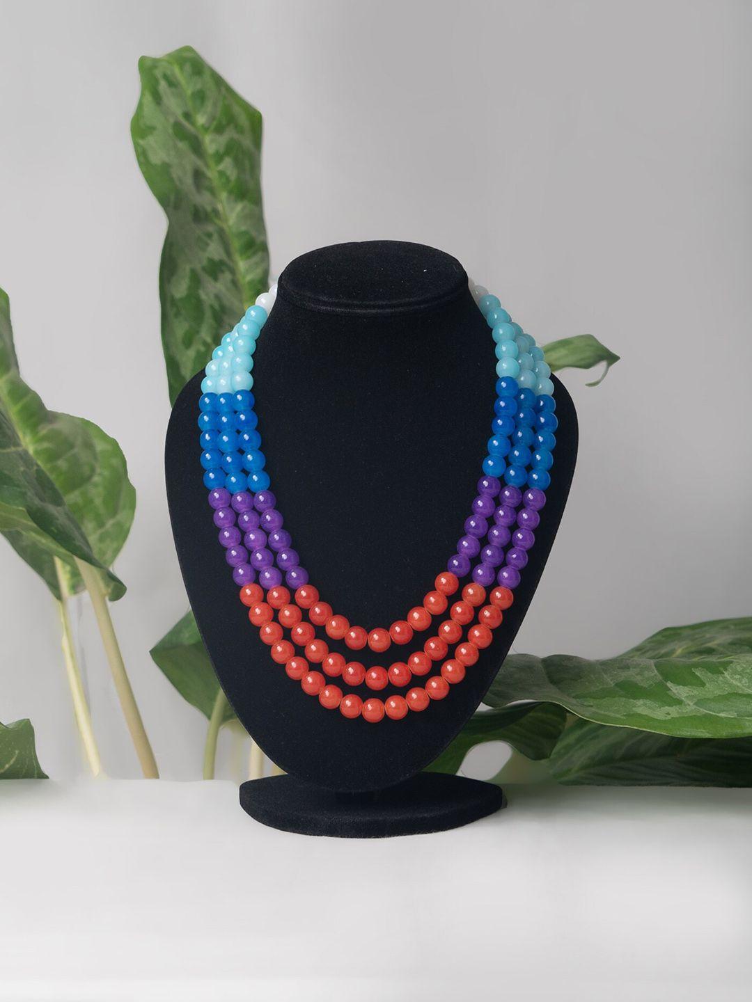 unnati silks blue & red layered necklace