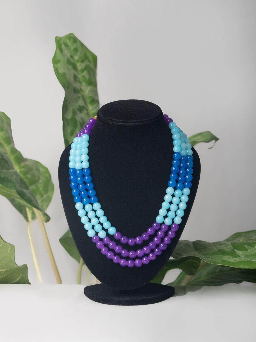 unnati silks blue & violet beads layered necklace