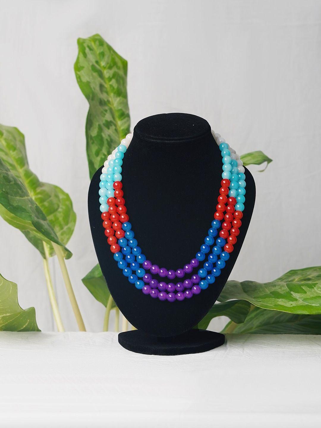 unnati silks blue & violet gold-plated layered necklace