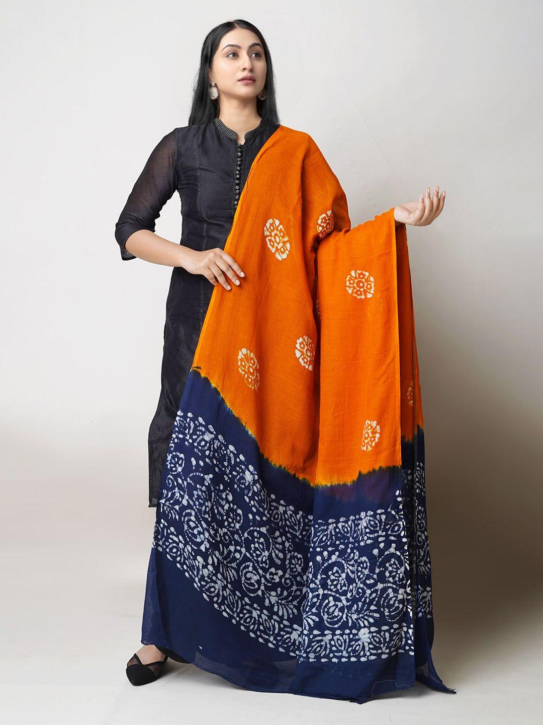 unnati silks ethnic motifs batik printed pure cotton dupatta