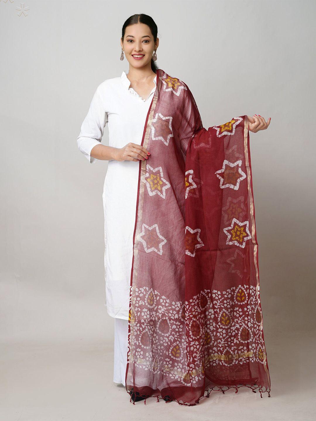 unnati silks ethnic motifs block printed pure cotton dupatta