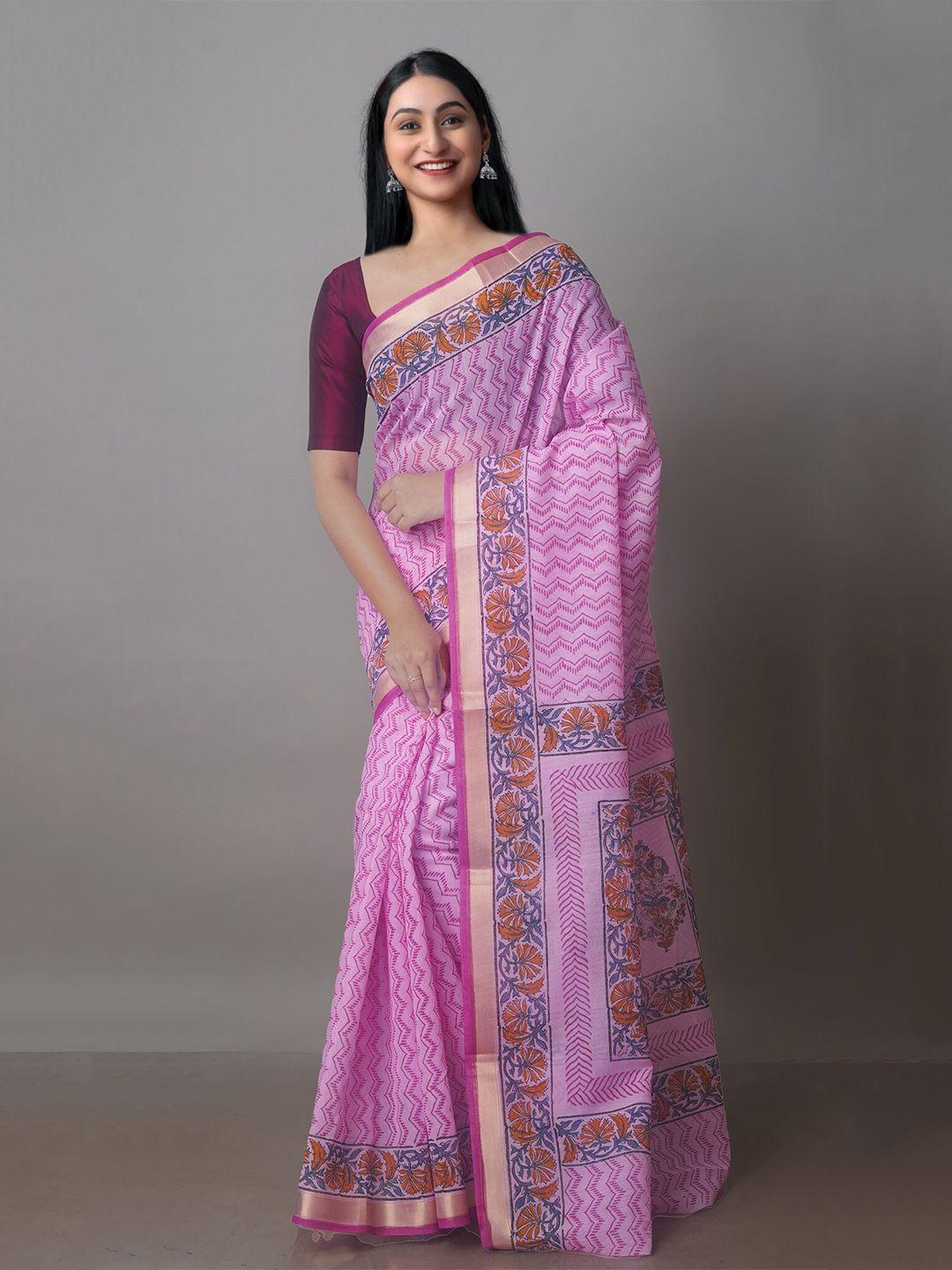 unnati silks ethnic motifs printed zari silk cotton chanderi saree