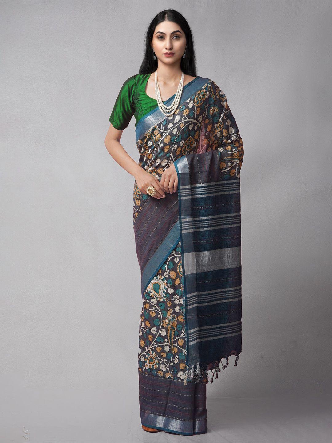 unnati silks ethnic motifs woven design zari pure cotton jamdani saree