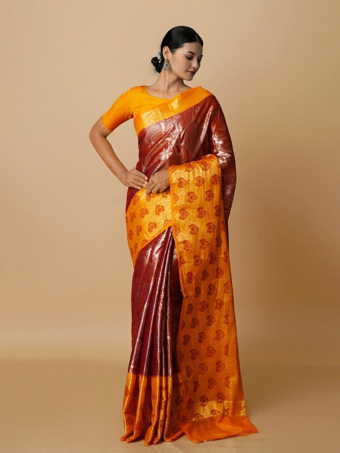 unnati silks floral woven design zari banarasi saree