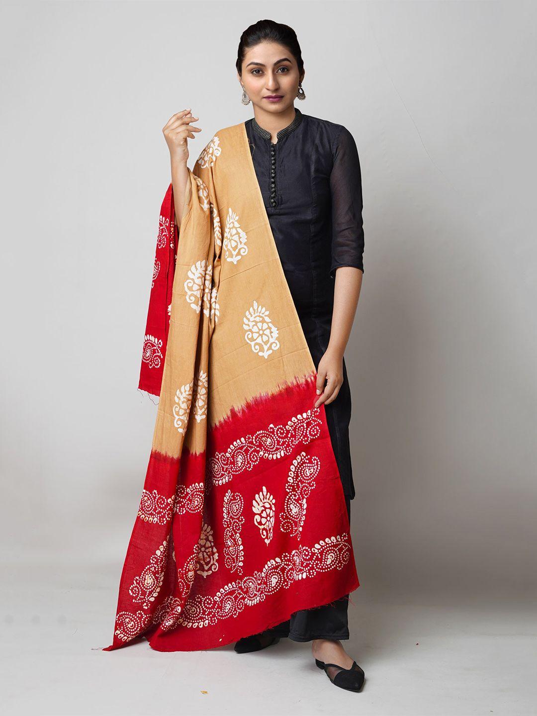unnati silks ite ethnic motifs printed pure cotton batik dupatta