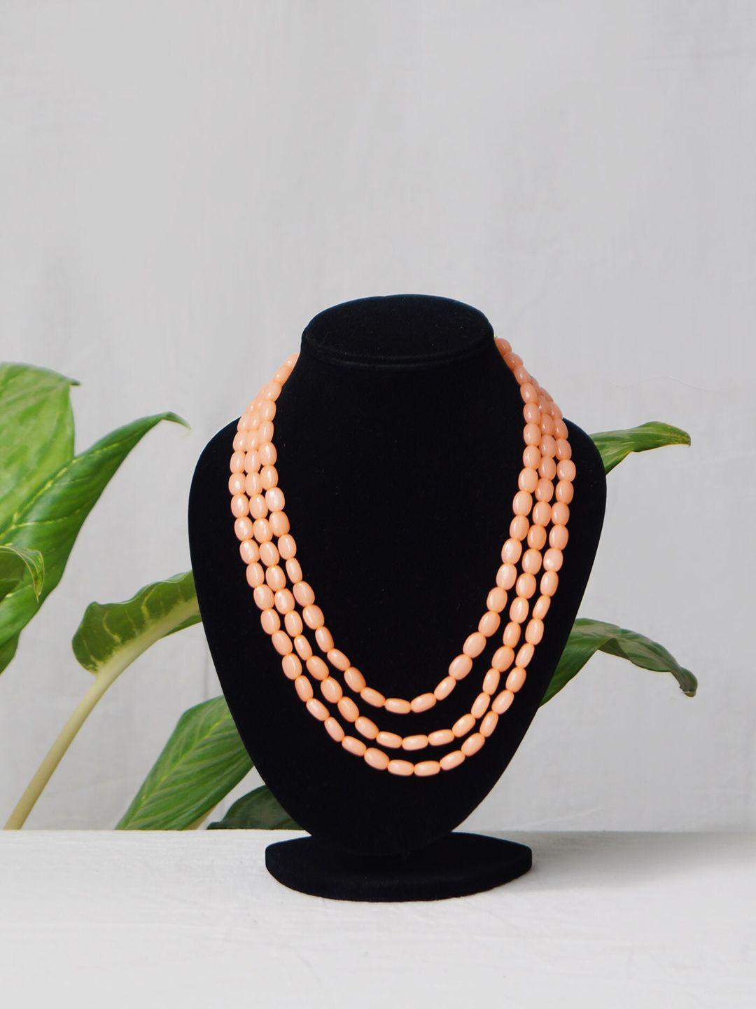 unnati silks peach-coloured layered necklace