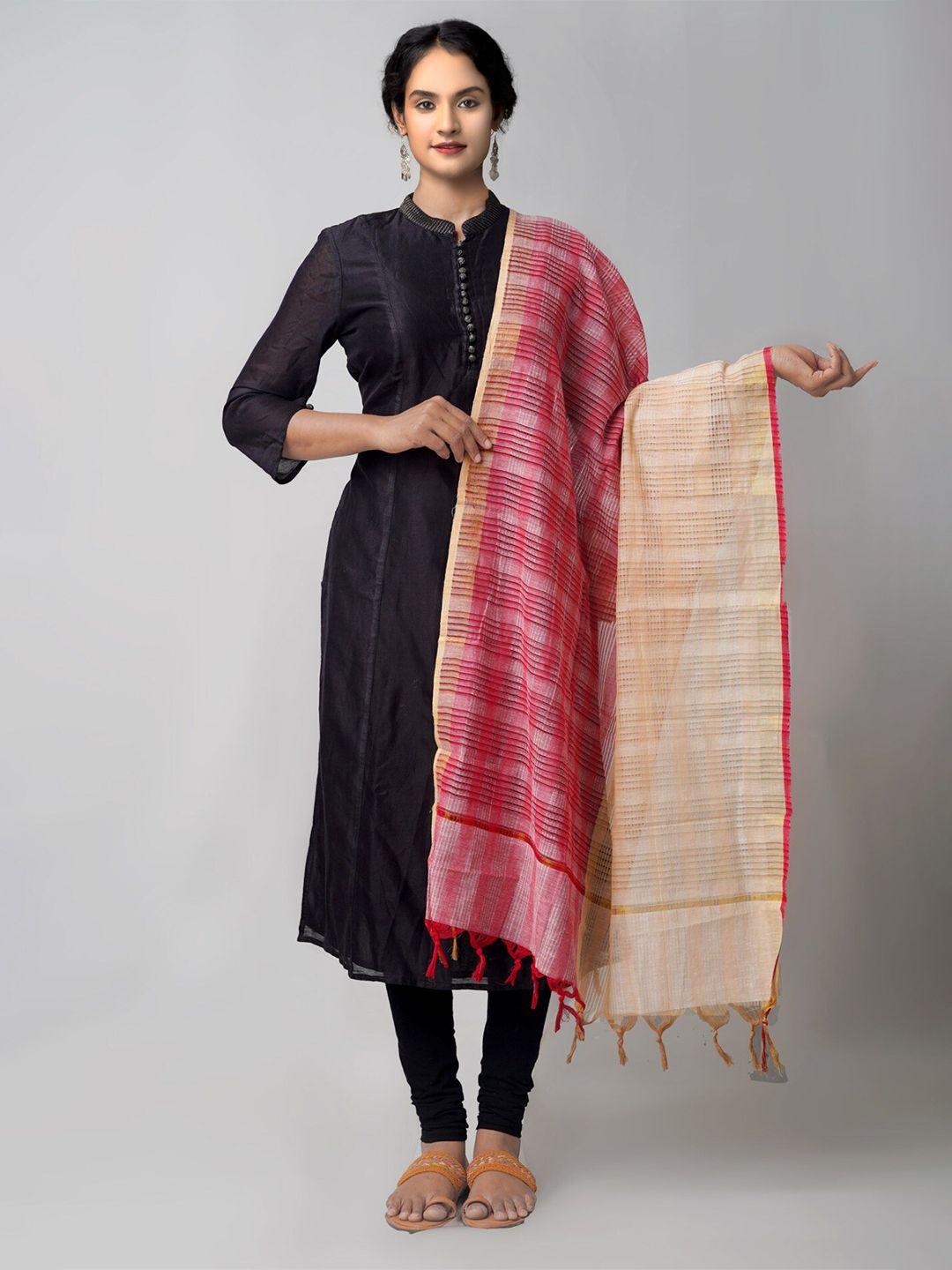 unnati silks striped pure cotton dupatta with zari